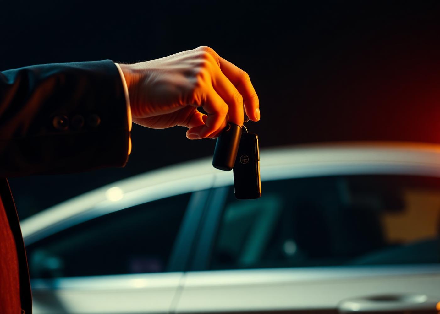 Fahrer von MOK Fahrzeugservice übergibt einem Kunden persönlich den Autoschlüssel nach erfolgreicher Fahrzeugzustellung